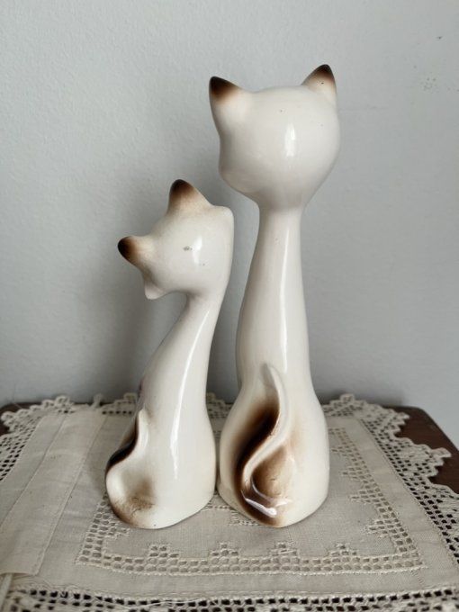 Statuettes, couple de chats amoureux, vintage,collection