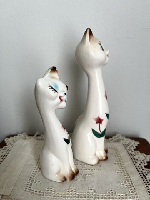 Statuettes, couple de chats amoureux, vintage,collection