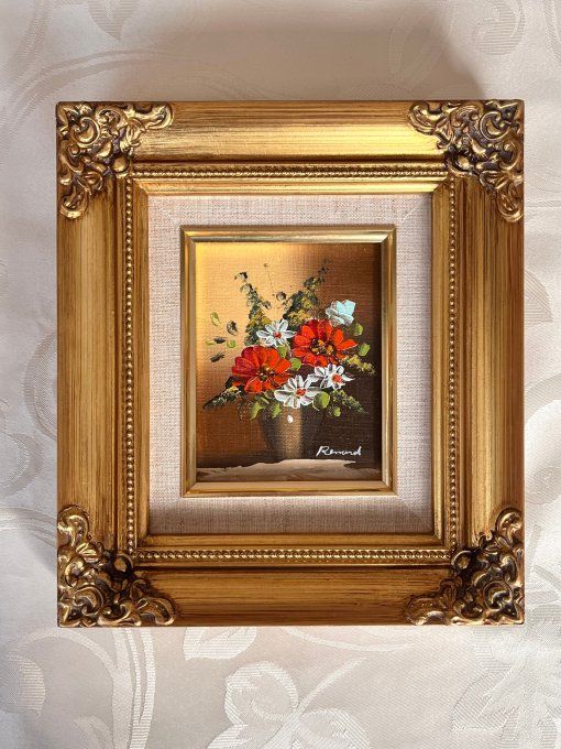 Tableau, Bouquet Champêtre en Relief - Huile sur Toile Signée Renard.