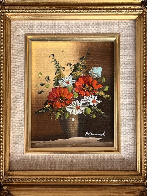Tableau, Bouquet Champêtre en Relief - Huile sur Toile Signée Renard.