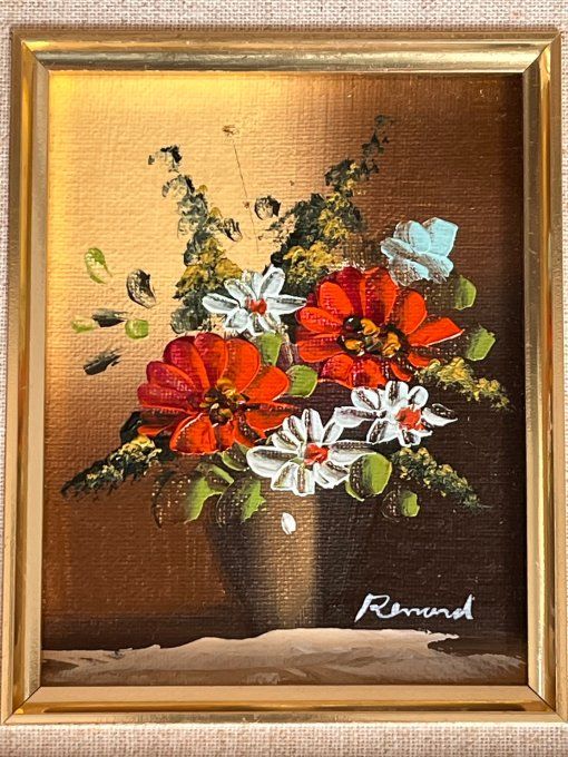 Tableau, Bouquet Champêtre en Relief - Huile sur Toile Signée Renard.