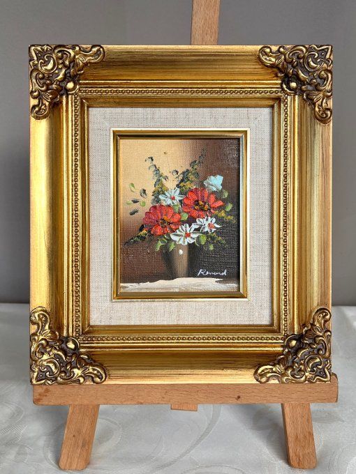 Tableau, Bouquet Champêtre en Relief - Huile sur Toile Signée Renard.