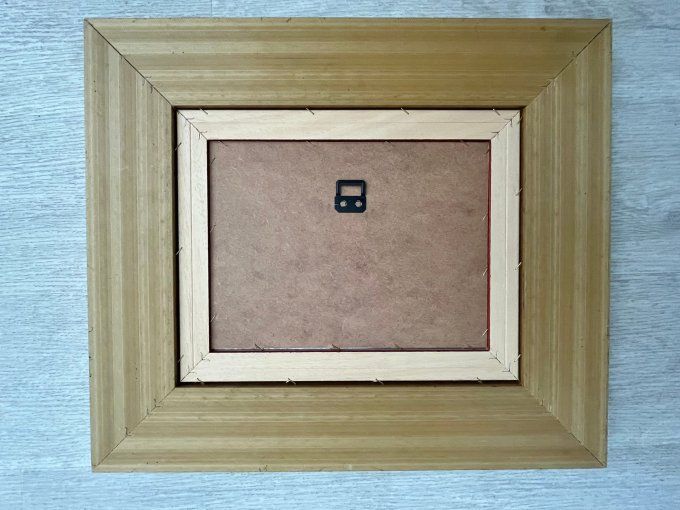 Tableau Émaux d'Art "The Bluebell Glade" la clairière des jacinthe, Superbe Cadre Doré