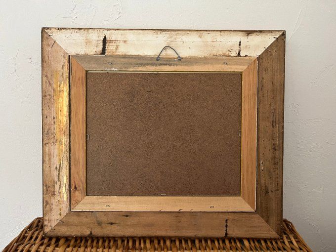 Tableau , peinture du pont du Golden Gate Bridge de San Francisco avec son cadre doré en bois