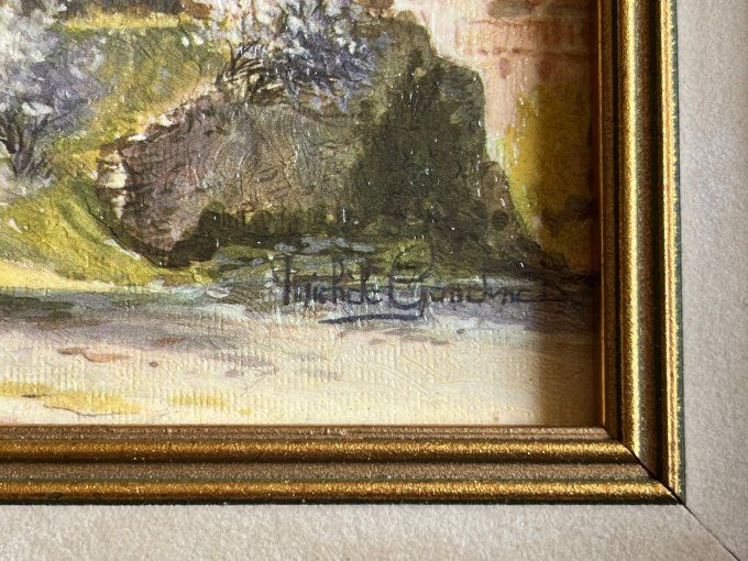 Tableau provençal "Mas aux Amandiers" - Peinture sur toile signée Michèle Gondinet.