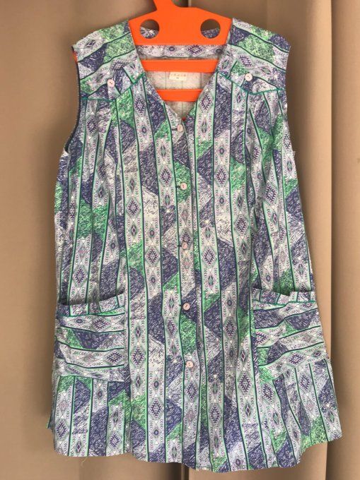 Tablier, blouse vintage, en coton, taille 48