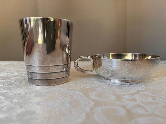 Tasse vintage en métal argenté de l'orfèvre Ercuis, Hôtel Carlton Cannes
