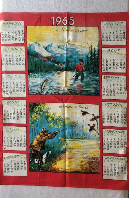Torchons calendrier vintage, plusieurs années disponibles,1963,1964,1965,1966,1968,1972,1980