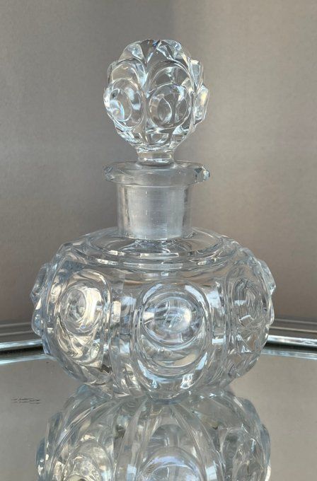 Très beau flacon ancien à parfum, en cristal, attribué à Creusot