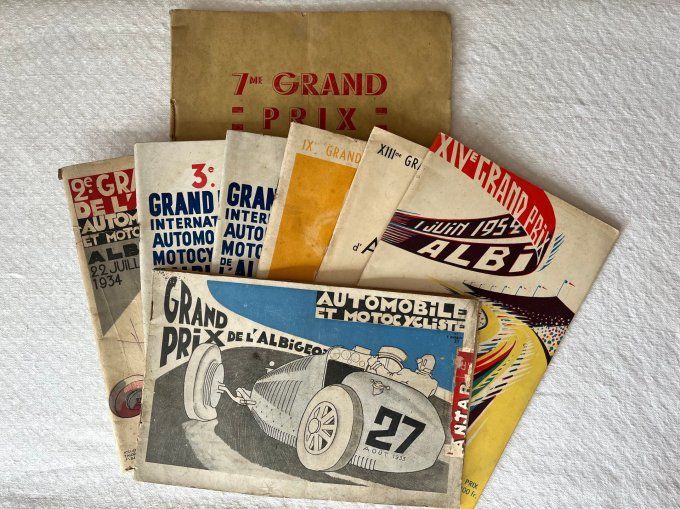 TRÈS RARE ! 8 Livrets / Programmes Officiels du Grand Prix de l'Albigeois (Automobile & Motocycliste