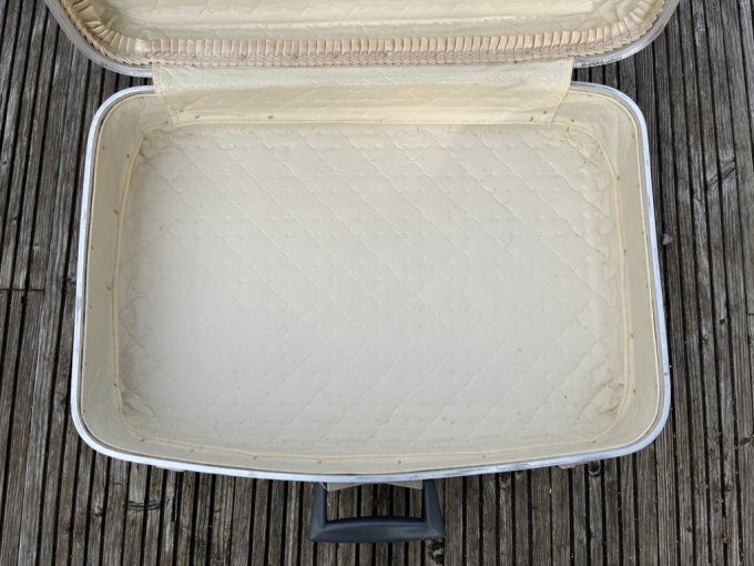 Valise bleue / grise d'hôtesse de l'air, grand modèle, vintage, années 60-70