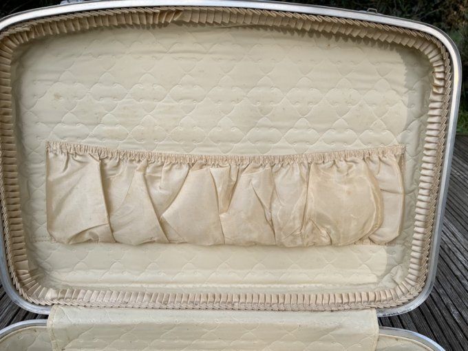 Valise bleue / grise d'hôtesse de l'air, grand modèle, vintage, années 60-70
