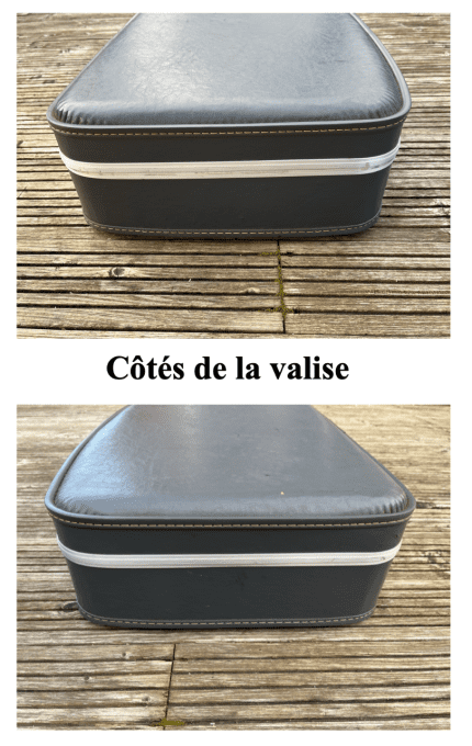 Valise bleue / grise d'hôtesse de l'air, grand modèle, vintage, années 60-70