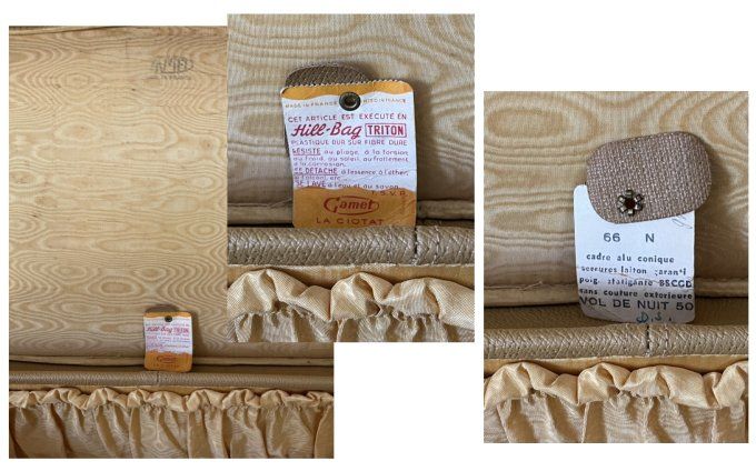 Valise Gamet vintage à double compartiment avec trousse de toilette, Années 50/60