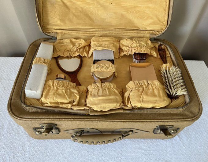 Valise Gamet vintage à double compartiment avec trousse de toilette, Années 50/60