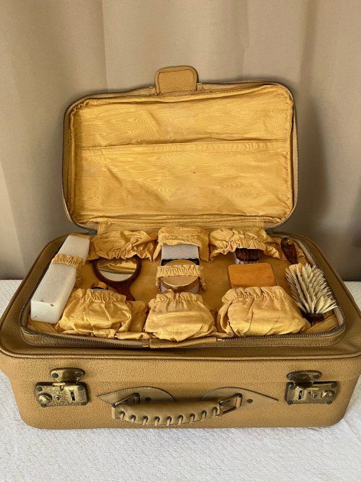 Valise Gamet vintage à double compartiment avec trousse de toilette, Années 50/60