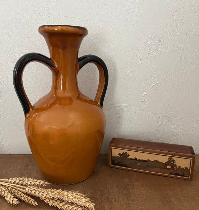 Vase amphore en céramique, signature Lézignan de Claude Paci