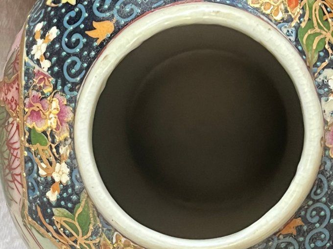 Vase chinois en porcelaine avec marque Zhongguo Zhi Zao, vintage