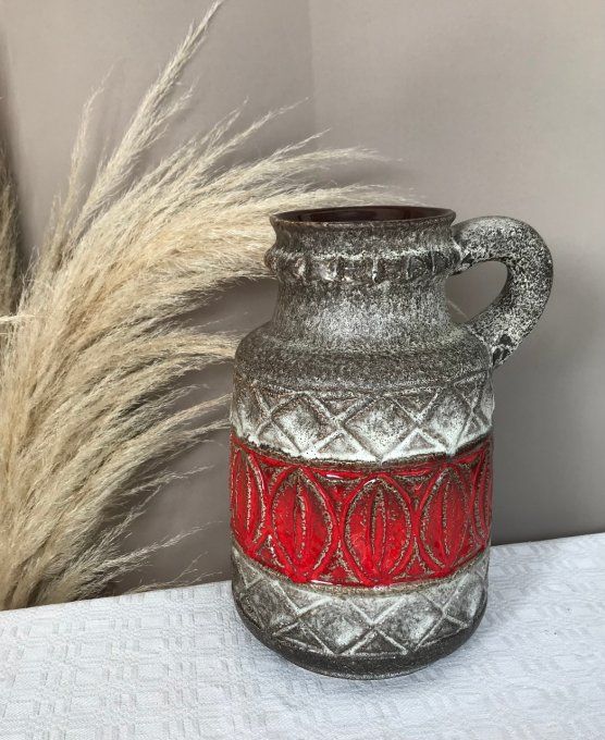 Vase, cruche en céramique, vintage en faïence signé Bay West Germany numéroté