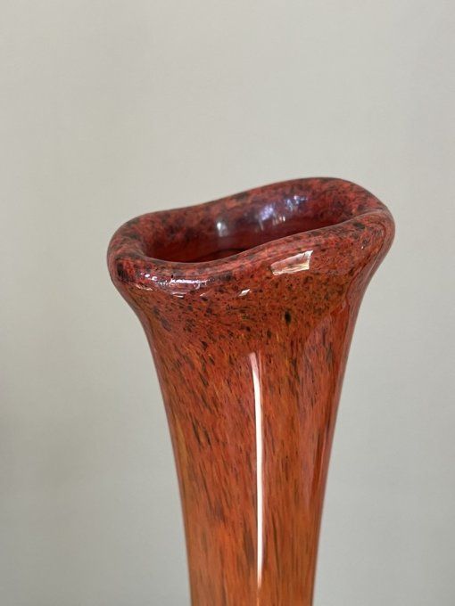 Vase soliflore vintage, en verre soufflé, style Murano ou La Rochère