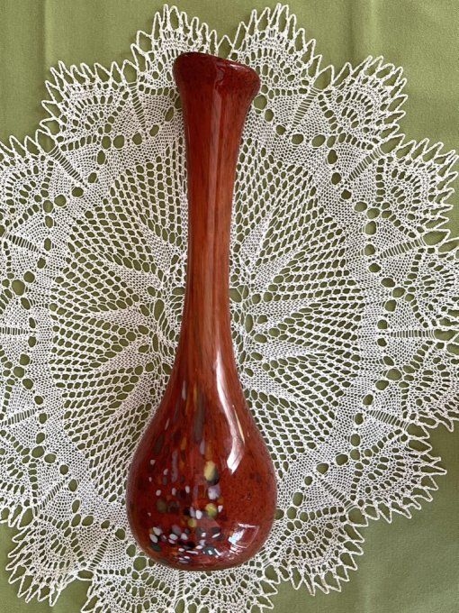 Vase soliflore vintage, en verre soufflé, style Murano ou La Rochère