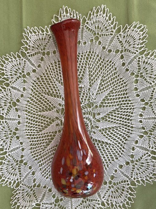 Vase soliflore vintage, en verre soufflé, style Murano ou La Rochère