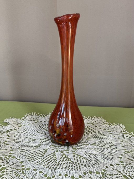 Vase soliflore vintage, en verre soufflé, style Murano ou La Rochère