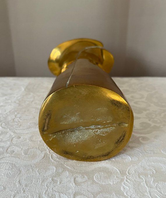 Vase tulipe Art nouveau en laiton massif à col corolle