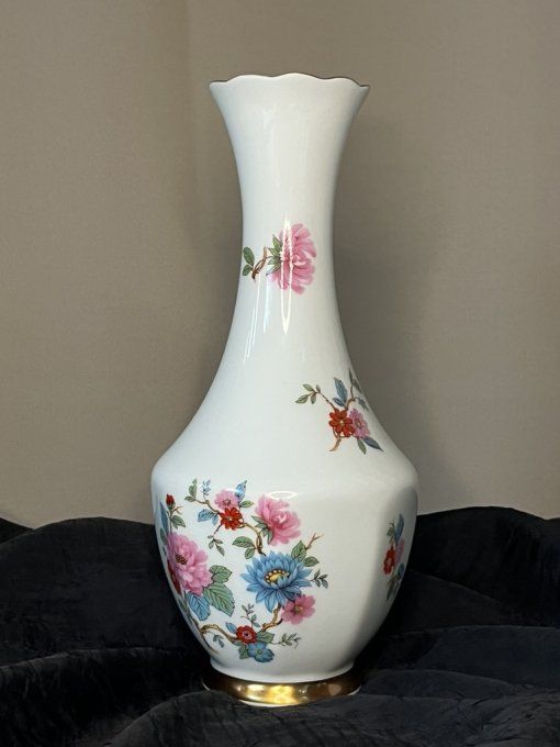 Vase vintage en porcelaine au décor floral, signé Johann Seltmann, Vohenstrauss, Bavière