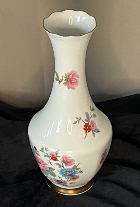 Vase vintage en porcelaine au décor floral, signé Johann Seltmann, Vohenstrauss, Bavière