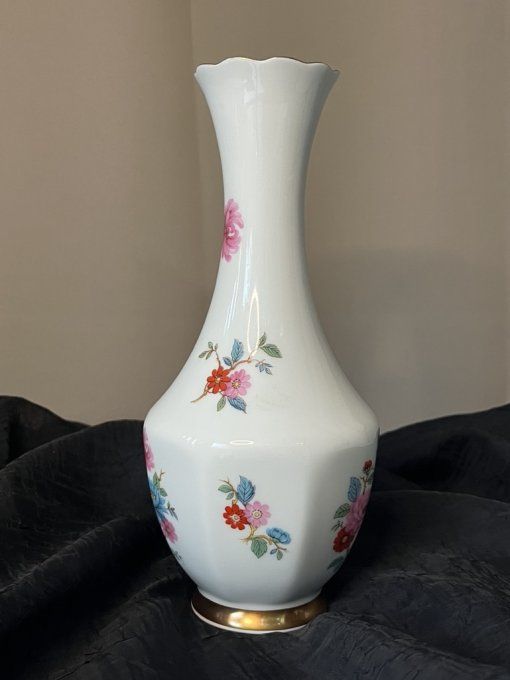 Vase vintage en porcelaine au décor floral, signé Johann Seltmann, Vohenstrauss, Bavière