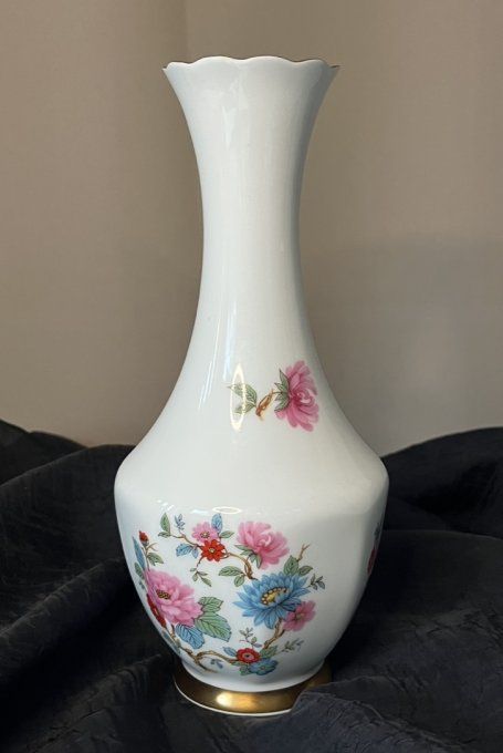 Vase vintage en porcelaine au décor floral, signé Johann Seltmann, Vohenstrauss, Bavière