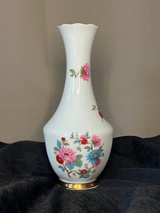 Vase vintage en porcelaine au décor floral, signé Johann Seltmann, Vohenstrauss, Bavière