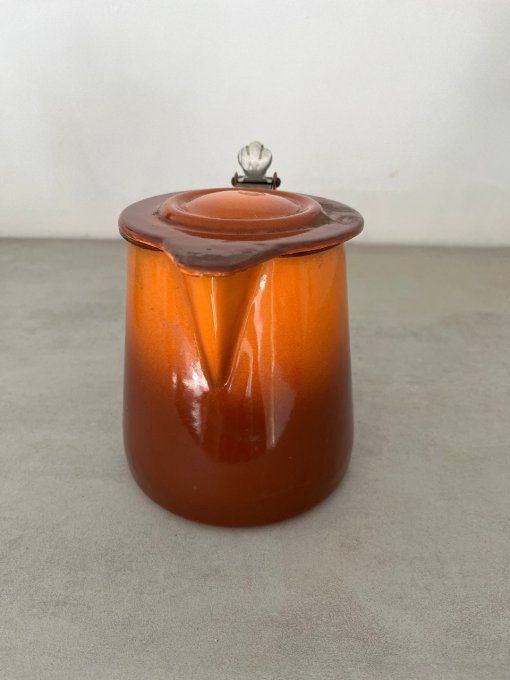 Verseuse, pot à lait en tôle émaillée, vintage