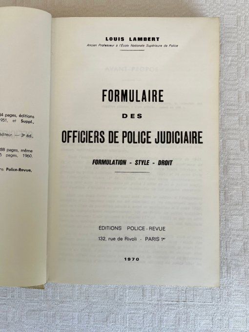 vintage,ancien,ouvrage,guide,Livre,Formulaire,des,officiers,de,police,judiciaire,Droit,Lambert,1970,