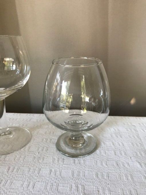 2 grands verres XXL en cristal,  1 verre à vin et 1 verre à cognac