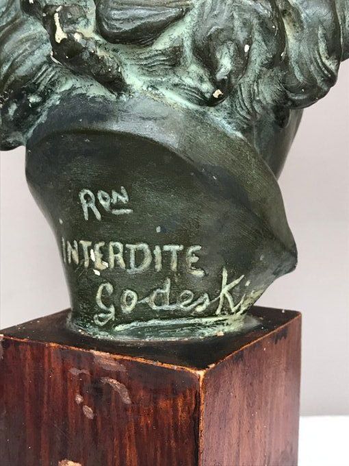 Buste de beethoven en platre à patine bronze, signé Godeski