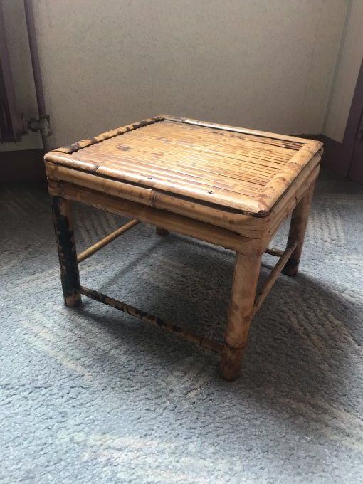 Petite table d'appoint en bambou, vintage