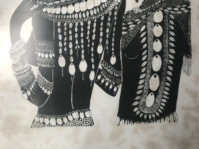 Grand Batik Kennyan, peinture africaine sur coton, Mariage