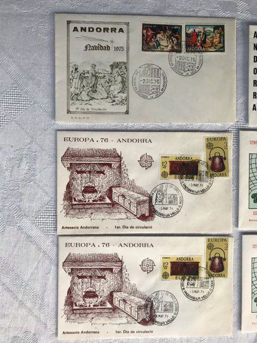 Enveloppes philatéliques timbrées,  premier jour d' Andorre La Vieille